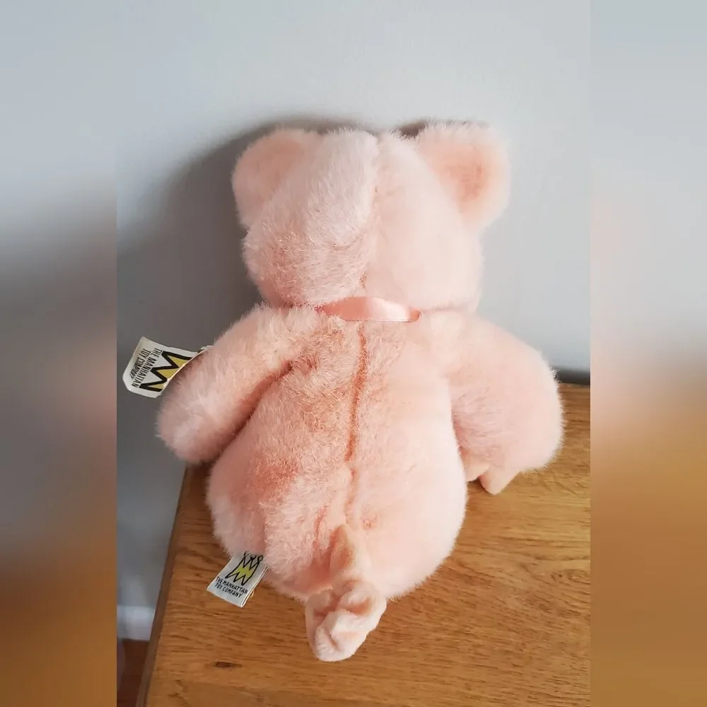 Manhattan Toy Company Soft Pink Plush Pig Toy New Old Stock